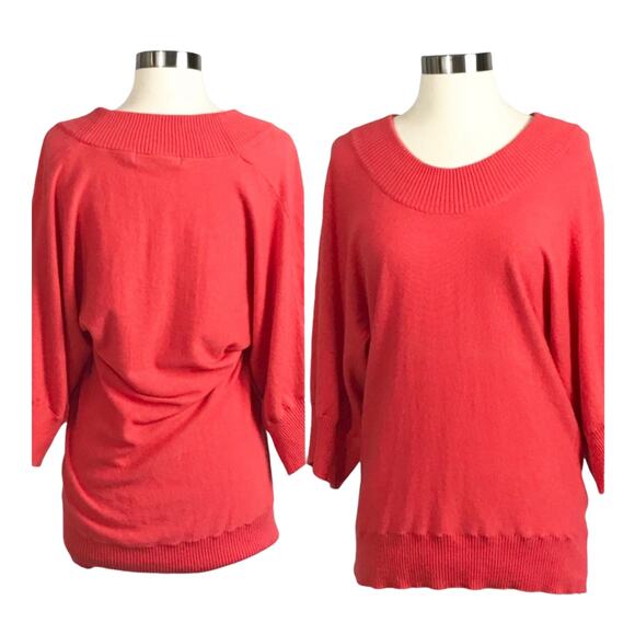 REISS Sweater Pullover Wool Angora Cashmere 3/4 Sleeves Orange Coral Small EUC - Picture 2 of 8